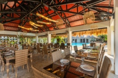 The hotel restaurant in our Philippines resort,  located beachfront with pool views