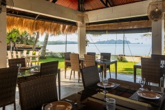 The hotel restaurant in our Philippines resort,  located beachfront with pool views