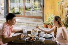 The hotel restaurant in our Philippines resort,  located beachfront with pool views